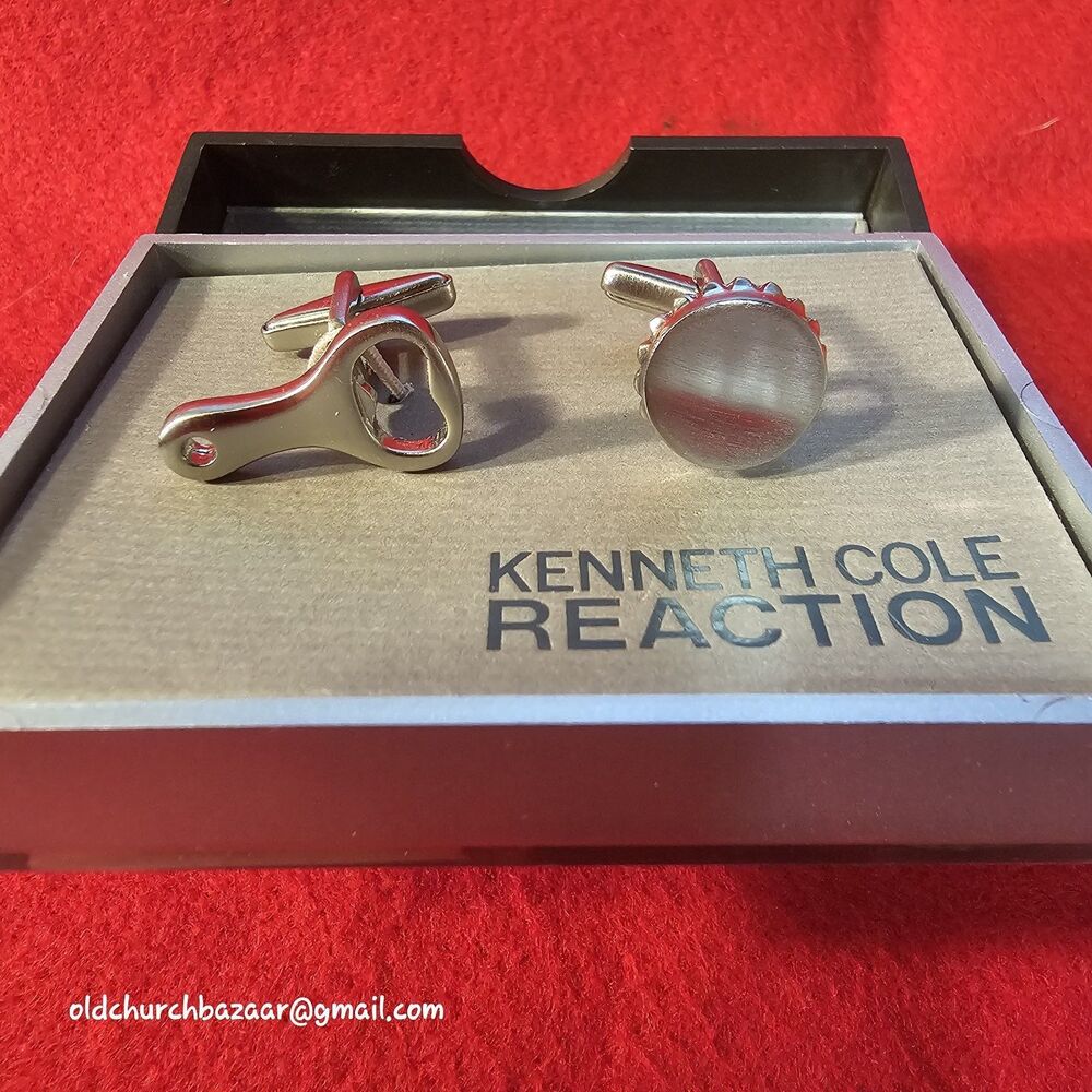 Kenneth Cole REACTION Cuff Links, silvertone - Bottle Opener & Cap